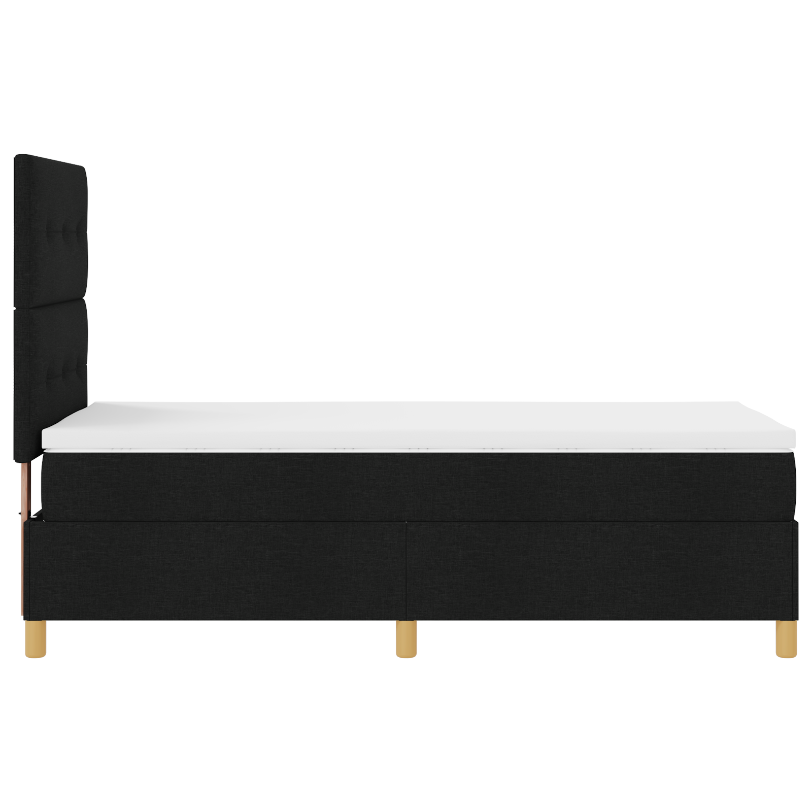 Letto con Rete a Doghe e Materasso Nero 90x200 cm Tessuto