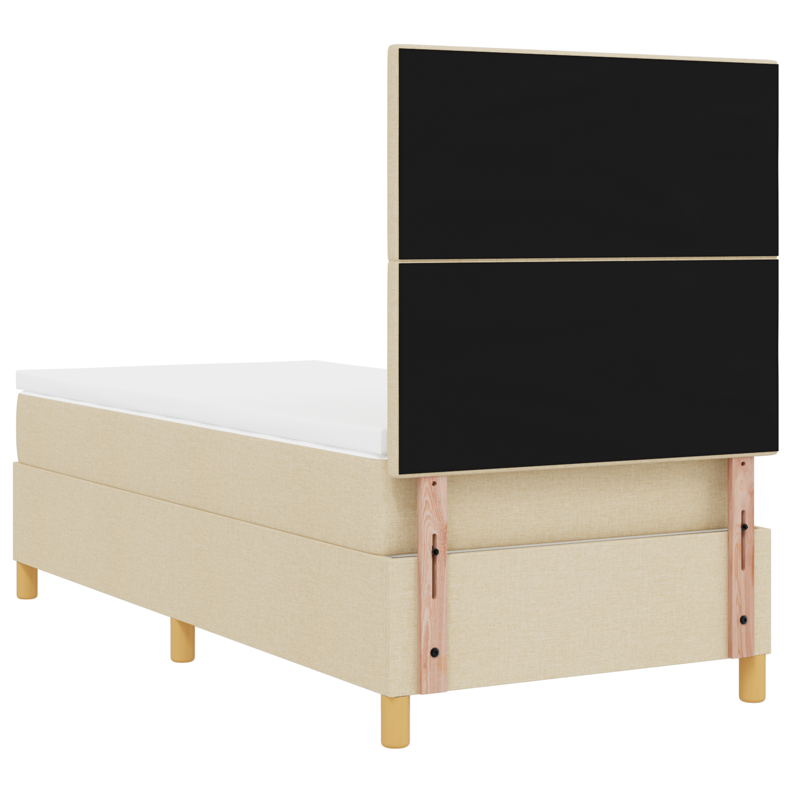 Letto con sommier e materasso crema 100x200 cm in tessuto