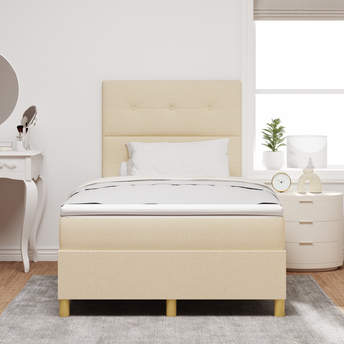 Letto Box Spring Con Materasso Panna Matrimoniale Piccola Tessuto