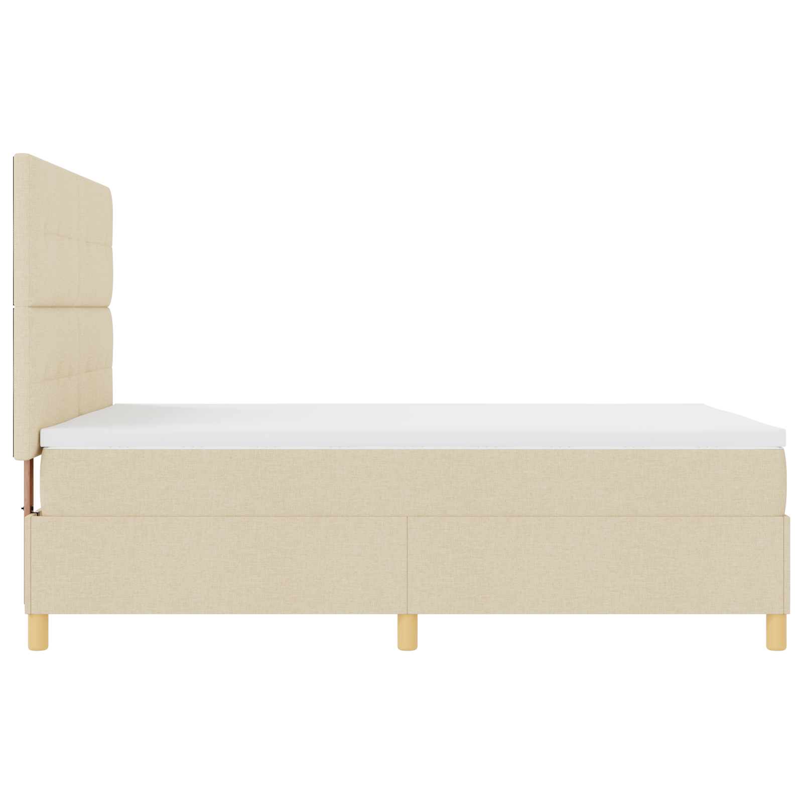 Letto a molle e materasso crema 140x200 cm in tessuto