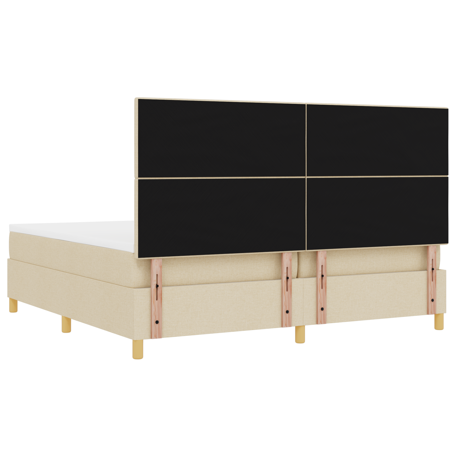 Letto con sommier e materasso panna 200x200 cm in tessuto