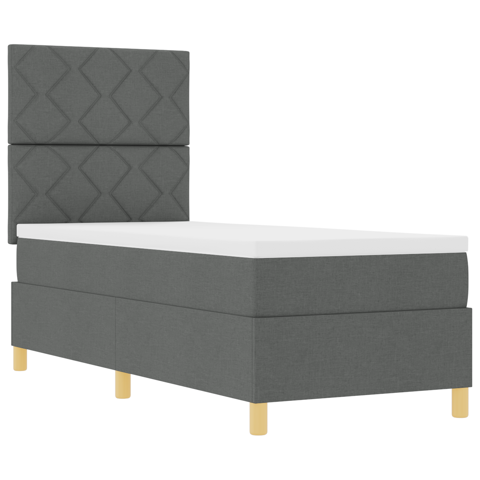 Letto Box Spring con Materasso Grigio Scuro 80x200 cm in Tessuto