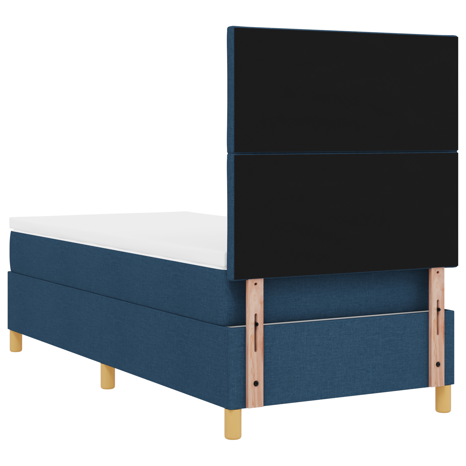 Letto sommier con materasso blu singolo in tessuto