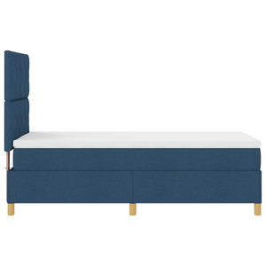 Letto sommier con materasso blu singolo in tessuto