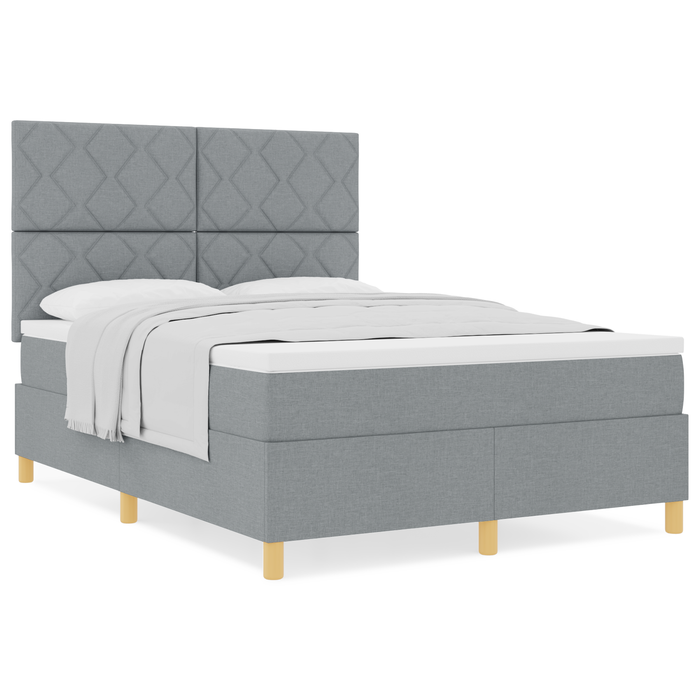 Letto con Box Spring e Materasso Grigio Chiaro 160x200 cm Tessuto