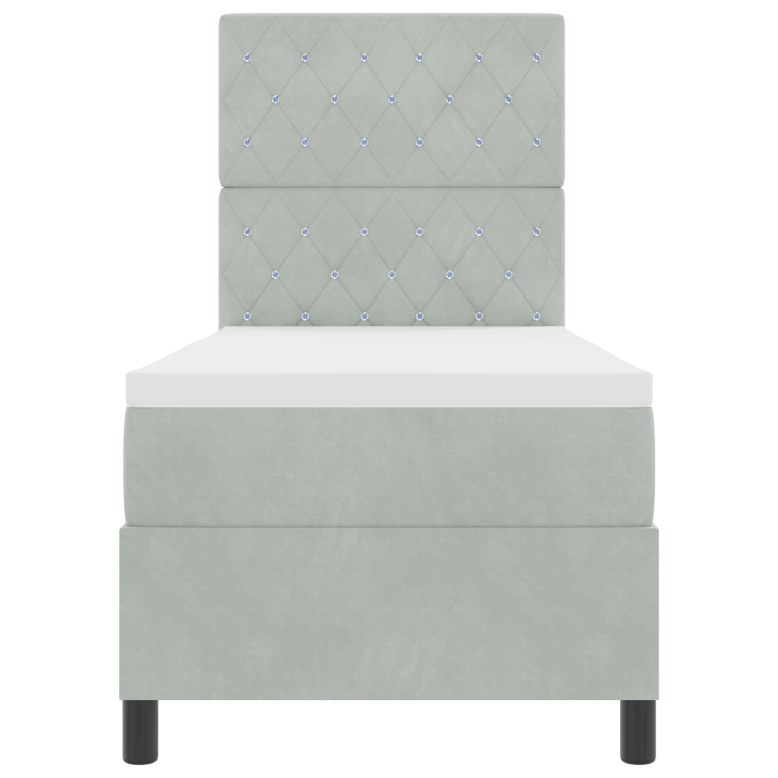 letto a molle con materasso  grigio chiaro 80x200 cm velluto