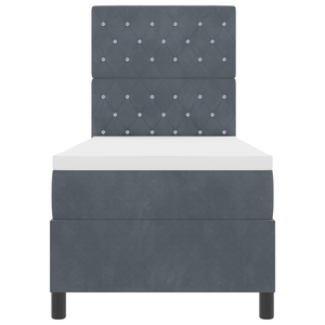 Letto Box Spring con Materasso Grigio Scuro 80x200 cm Velluto