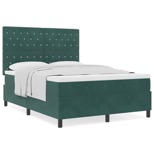 Letto Box con Materasso Verde Scuro 140x190 cm Velluto