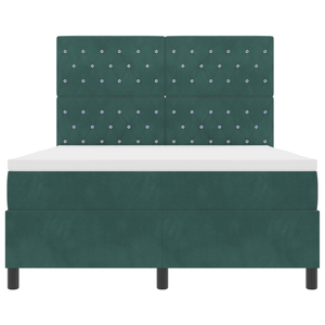 Letto Box con Materasso Verde Scuro 140x190 cm Velluto