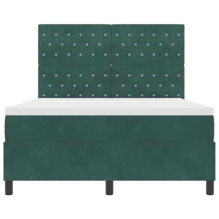 Letto Box con Materasso Verde Scuro 140x190 cm Velluto