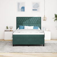 Letto Box con Materasso Verde Scuro 140x190 cm Velluto