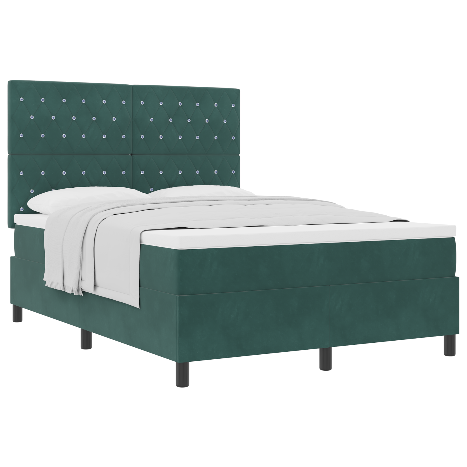Letto Box con Materasso Verde Scuro 140x190 cm Velluto