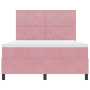 Letto a Molla con Materasso Rosa 140x200 cm Velluto