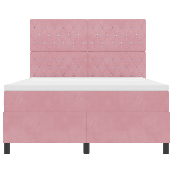 Letto a Molla con Materasso Rosa 140x200 cm Velluto