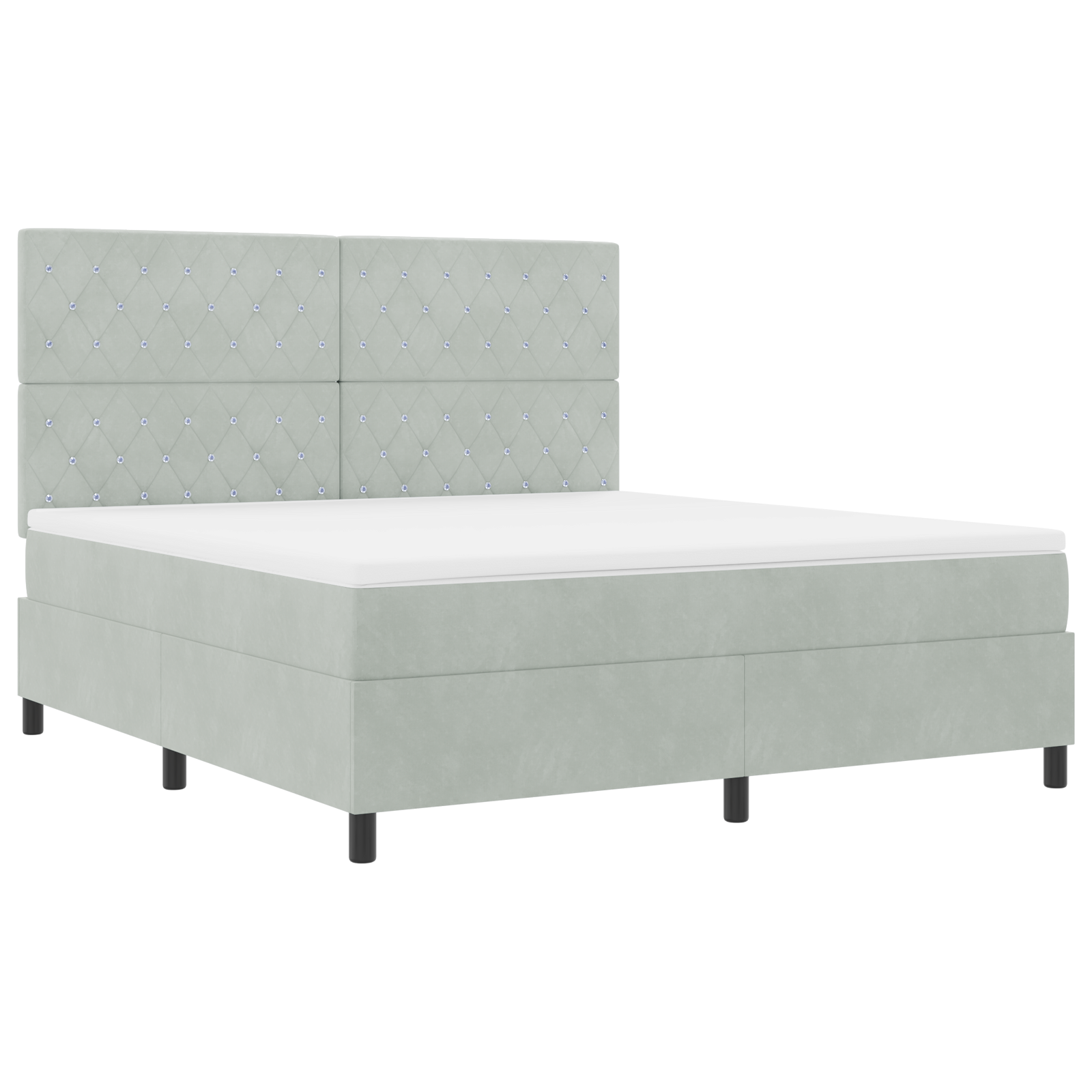 Letto a Castello con Materasso Grigio Chiaro Super King in Velluto