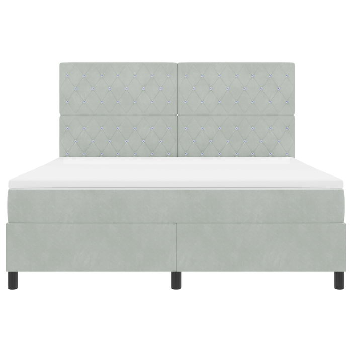 Letto a Castello con Materasso Grigio Chiaro Super King in Velluto