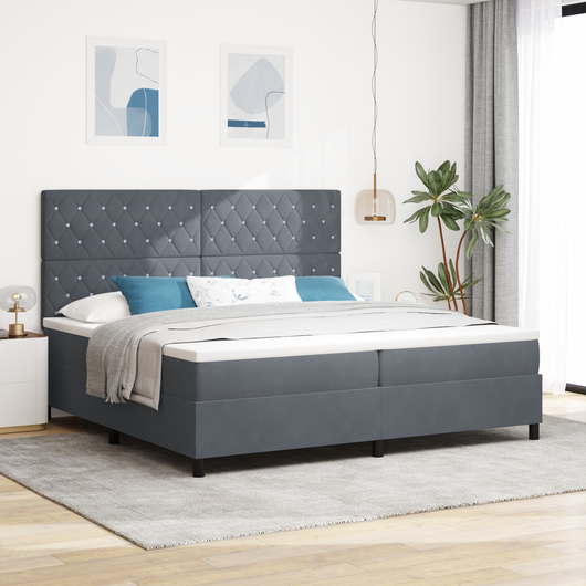 Letto a Molle  con Materasso Grigio Scuro 200x200 cm in Velluto