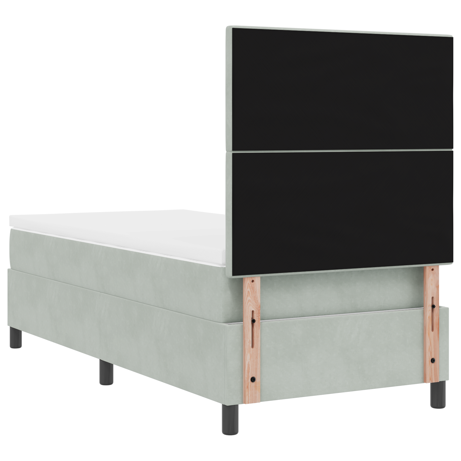 Letto Box Spring con Materasso Grigio chiaro 80x200 cm Velluto