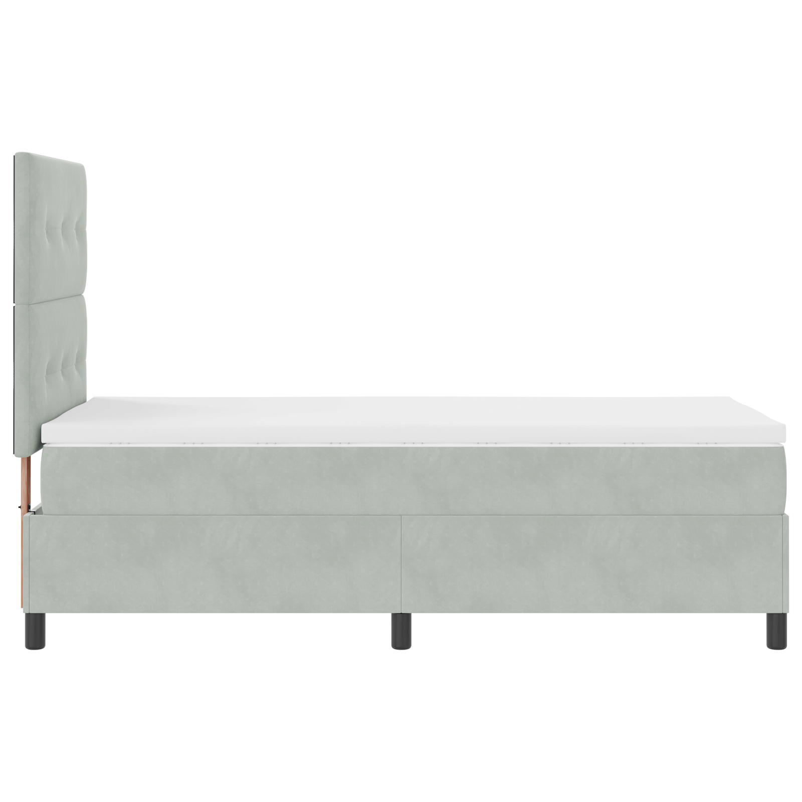Letto Box Spring con Materasso Grigio chiaro 80x200 cm Velluto