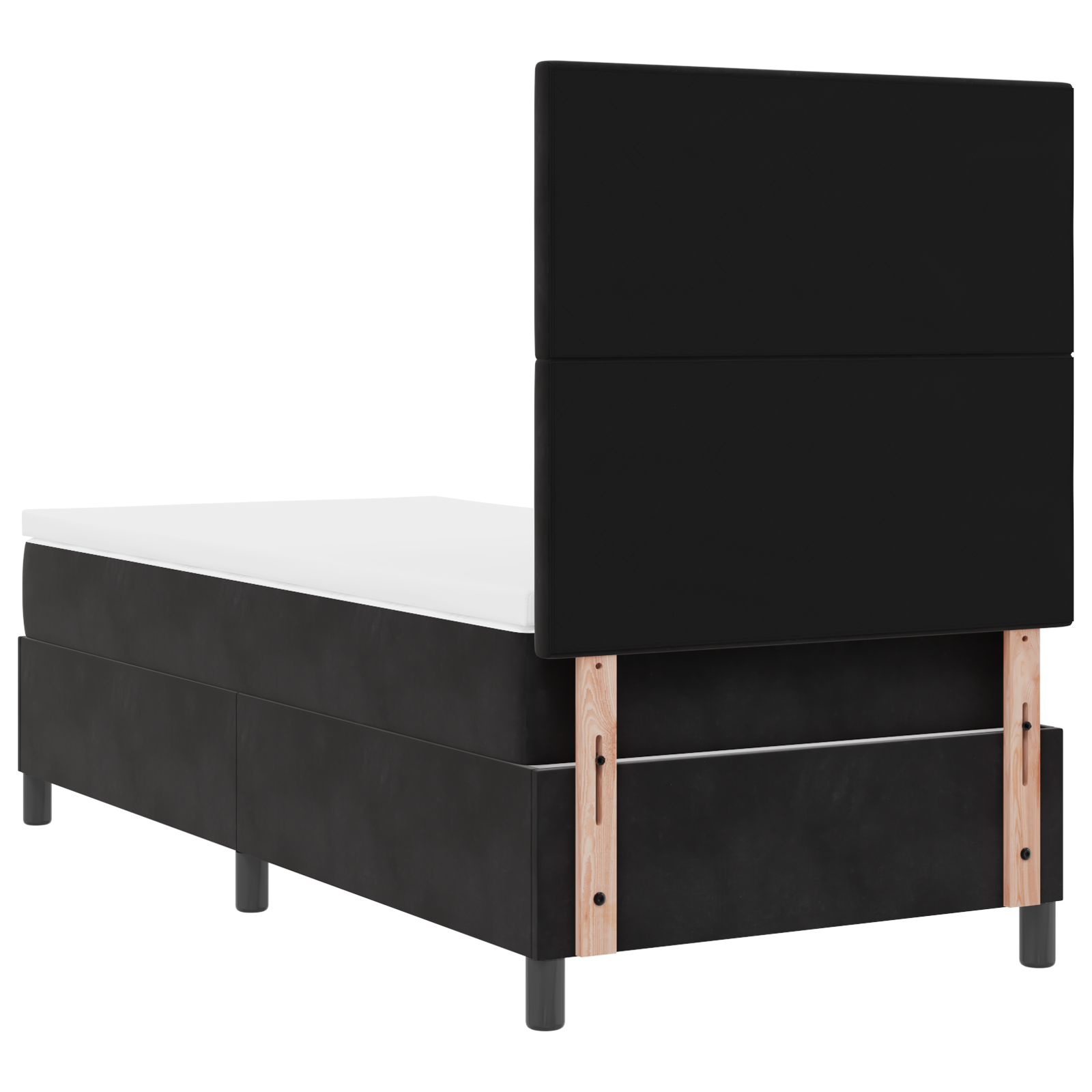 Letto a box spring  con materasso nero 90x200 cm in velluto