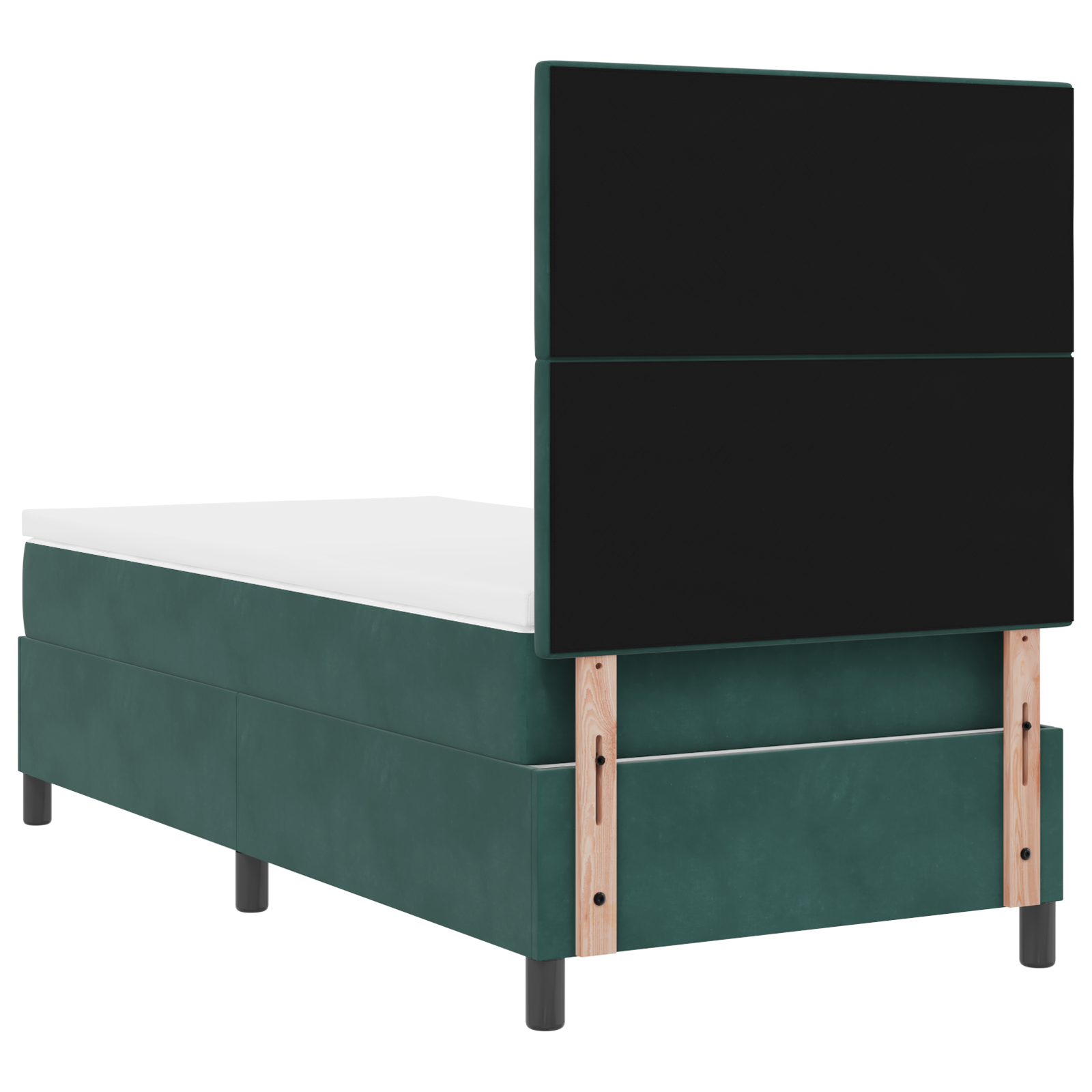 Letto Box Spring con Materasso Verde Scuro 100x200 cm Velluto