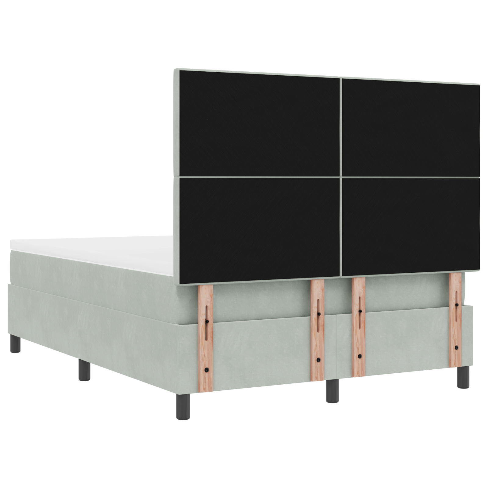 Letto a Box con Materasso Grigio Chiaro 160x200 cm in Velluto