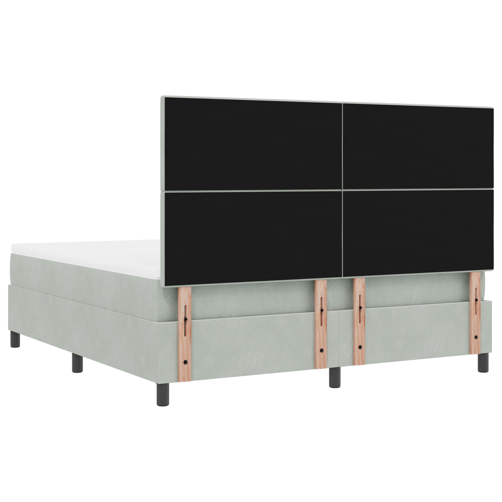 Letto Box Spring con Materasso Grigio Chiaro Super King in Velluto