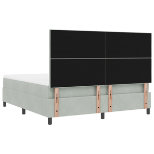 Letto Box Spring con Materasso Grigio Chiaro Super King in Velluto