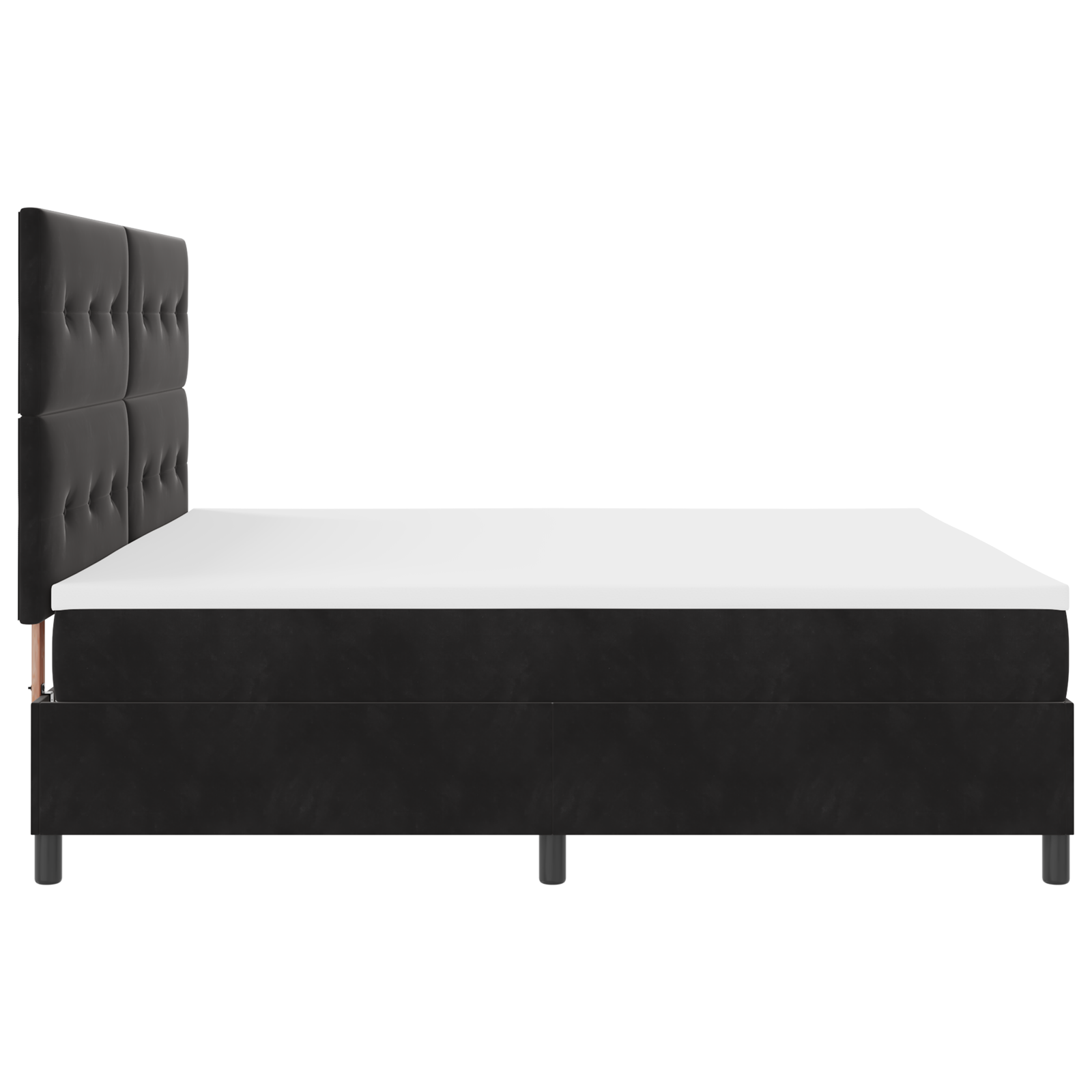 Letto a Molla con Materasso Nero 200x200 cm Velluto