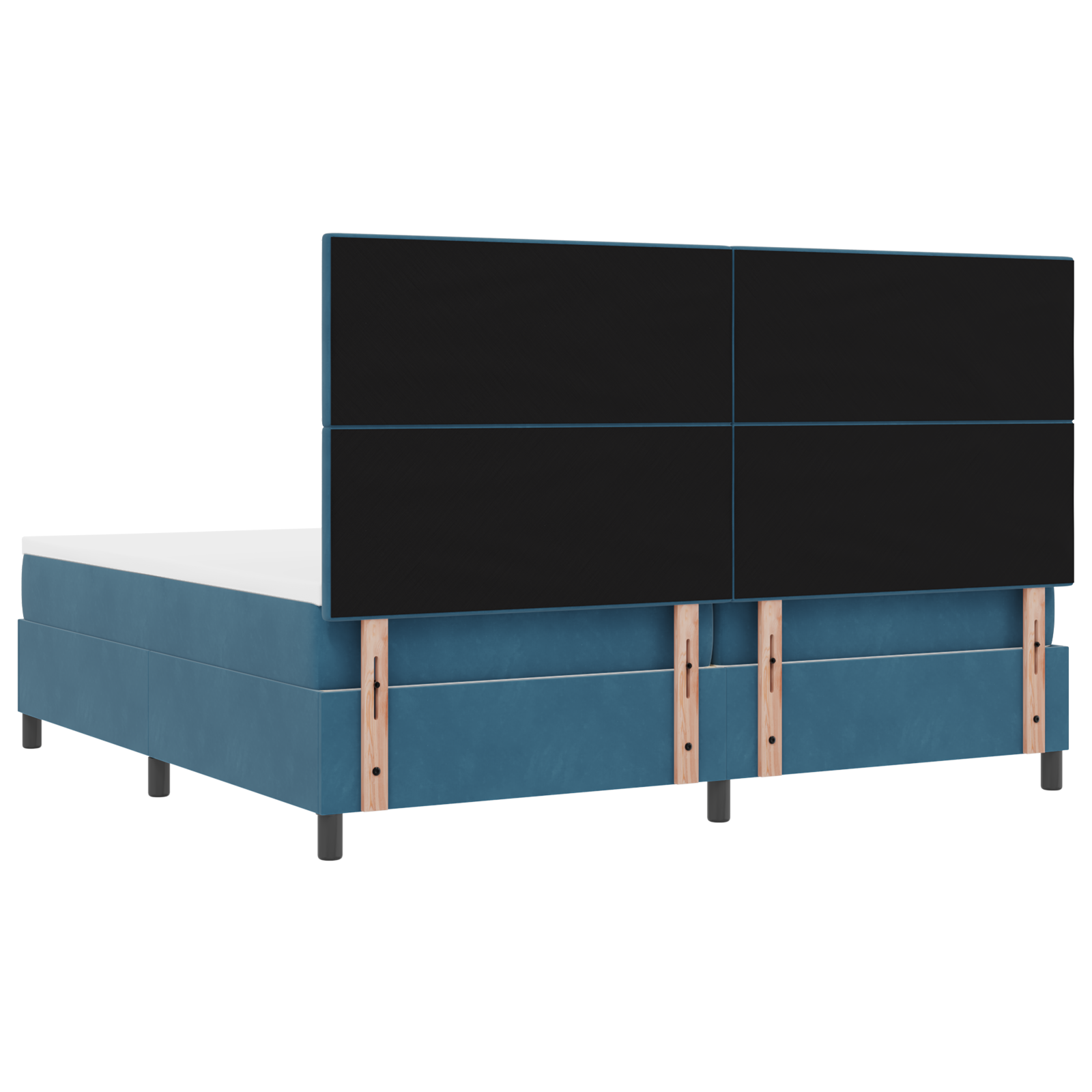 Letto con Contenitore e Materasso Blu Scuro 200x200 cm in Velluto