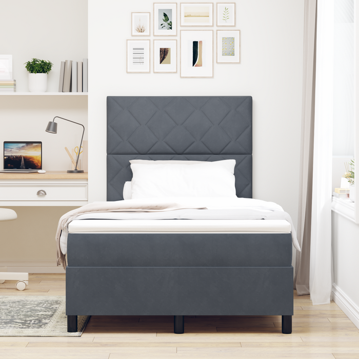 Materasso Box Spring con Materasso Grigio Scuro 120x200 cm Velluto