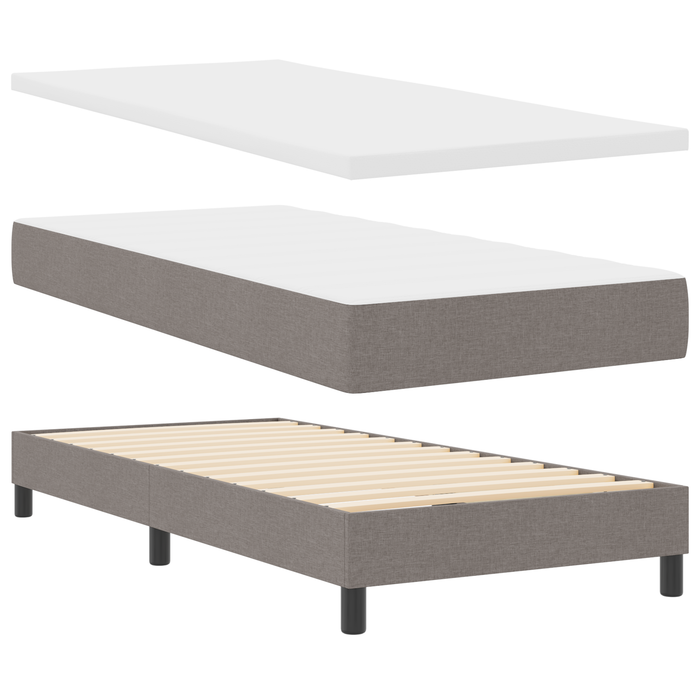 Letto Box Spring con Materasso in Tortora 90x190 cm Tessuto
