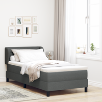 Letto Boxspring con Materasso Grigio Scuro 100x200 cm Tessuto