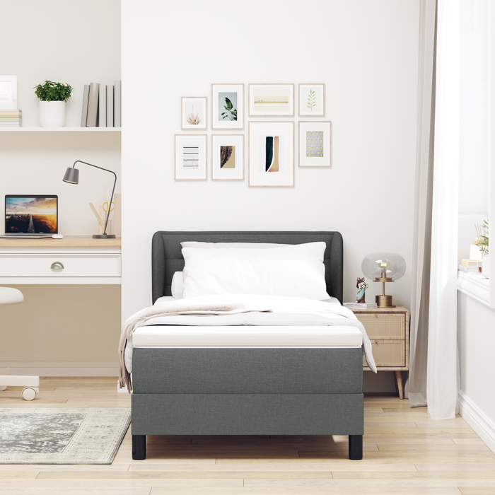 Letto Boxspring con Materasso Grigio Scuro 100x200 cm Tessuto