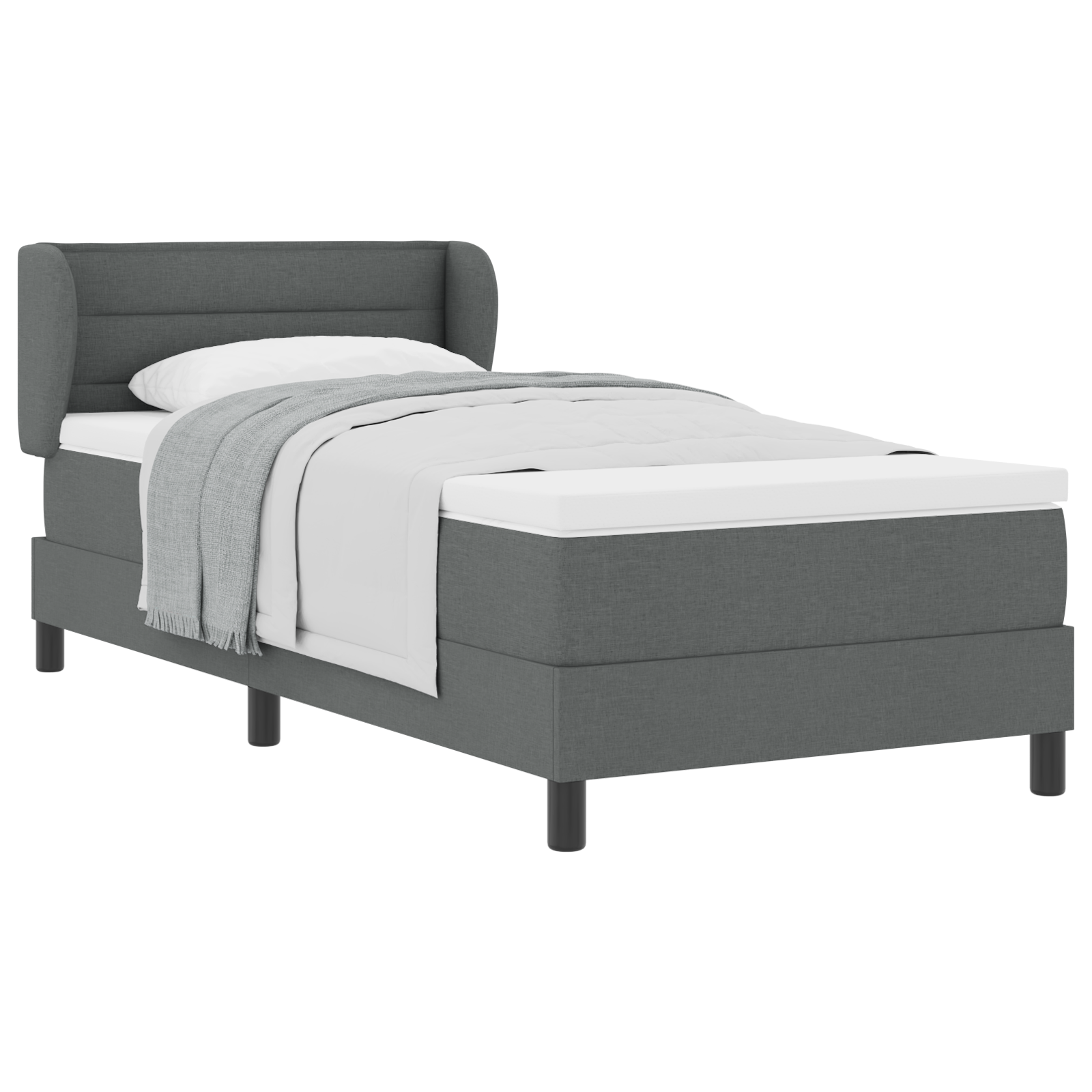 Letto Boxspring con Materasso Grigio Scuro 100x200 cm Tessuto