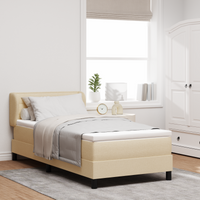 Box Spring Bed con Materasso Crema 100x200 cm Tessuto