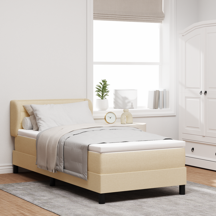 Box Spring Bed con Materasso Crema 100x200 cm Tessuto