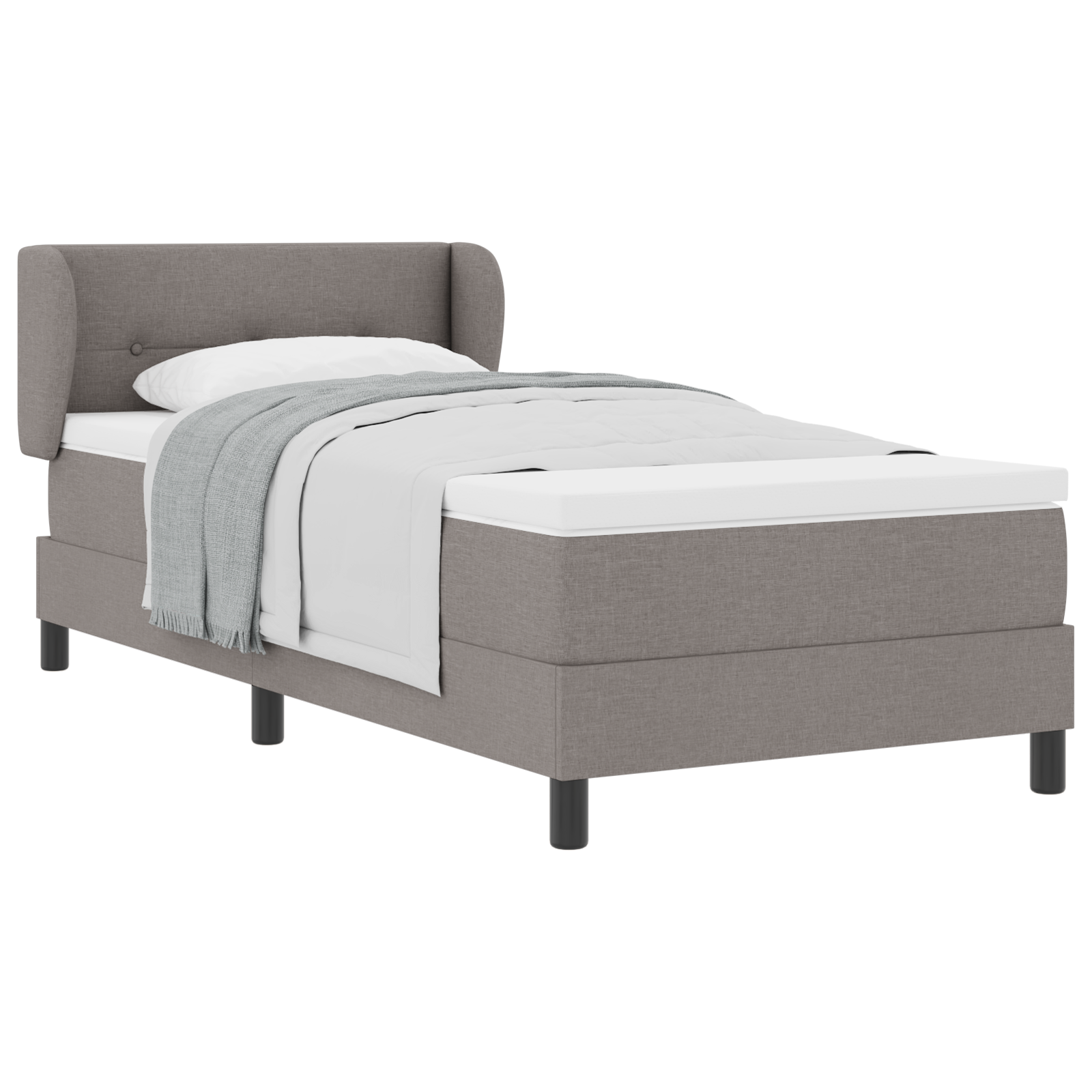 Letto a Rete con Materasso  Tortora 90x190 cm in Tessuto