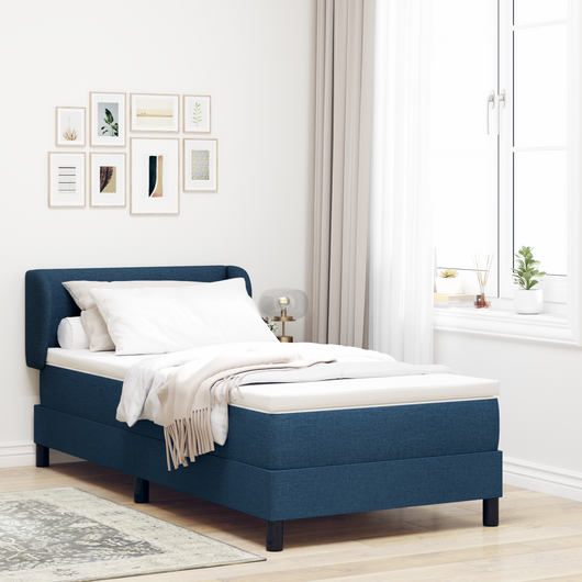 Letto a Box con Materasso Blu 90x190 cm Tessuto