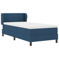 Letto con Rete a Molle e Materasso Blu 100x200 cm Tessuto