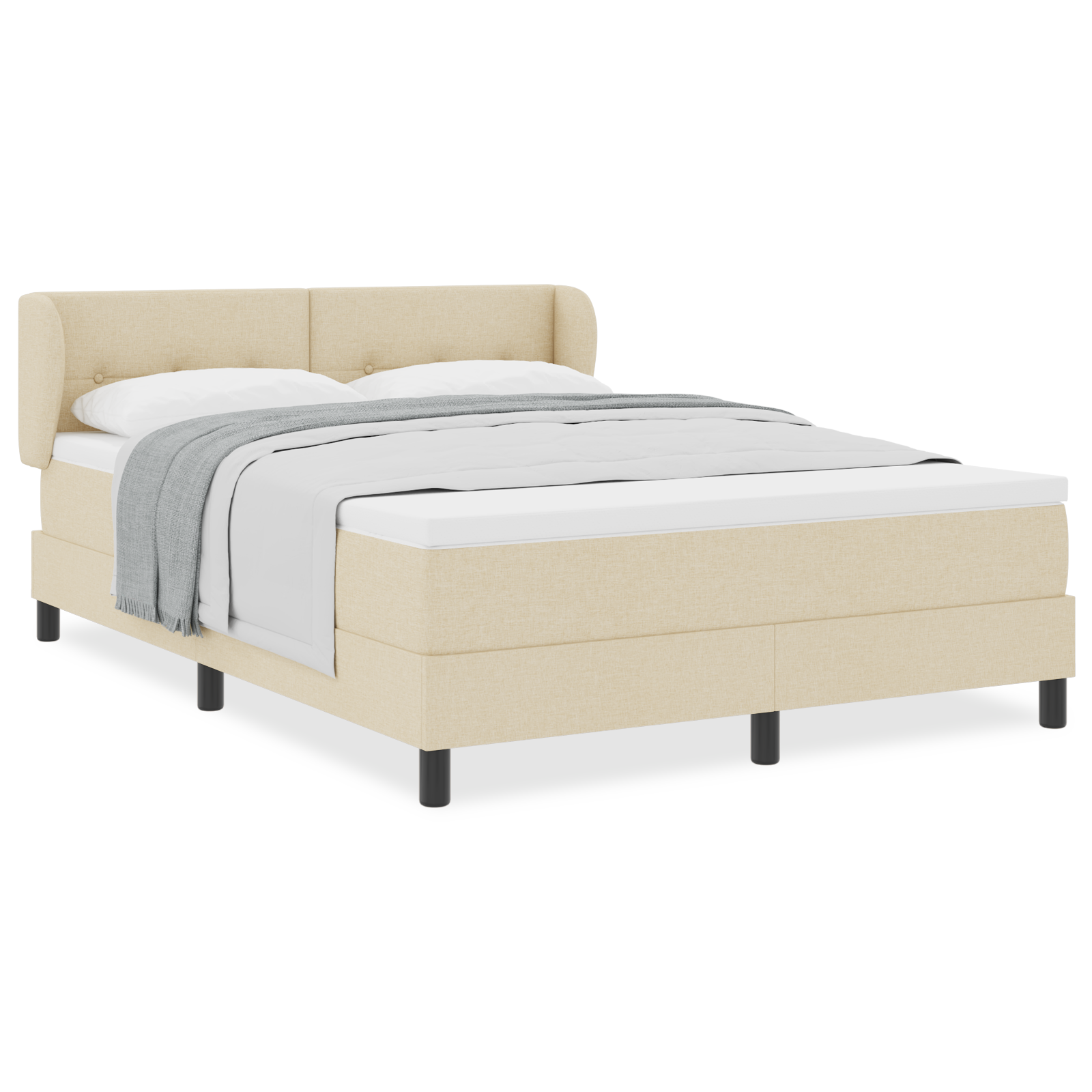 Letto a Box con Materasso Crema 160x200 cm Tessuto