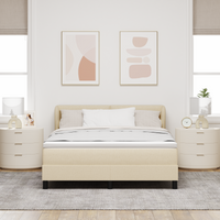 Letto a Box con Materasso Crema 160x200 cm Tessuto
