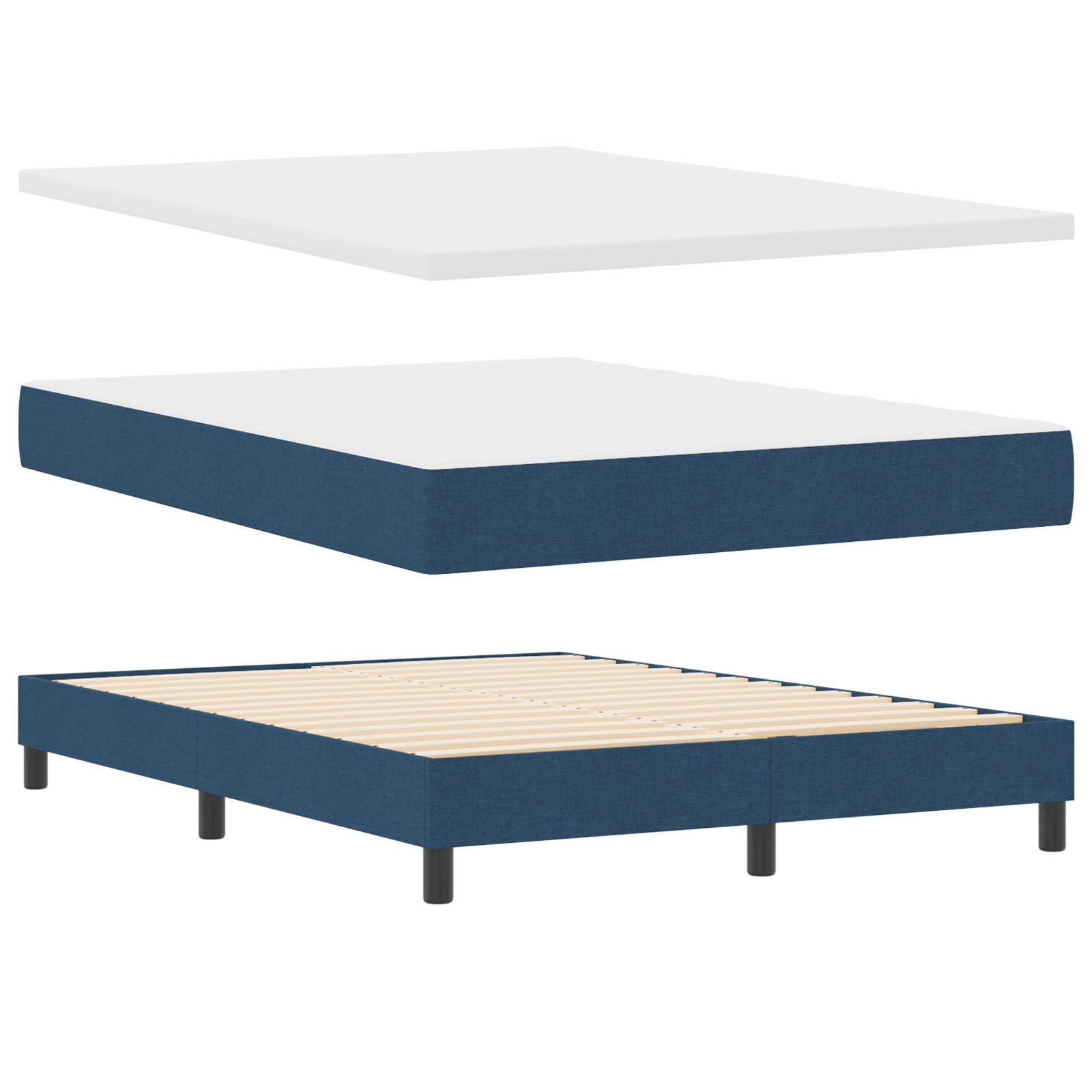 Letto a Box Spring con Materasso Blu 160x200 cm Tessuto