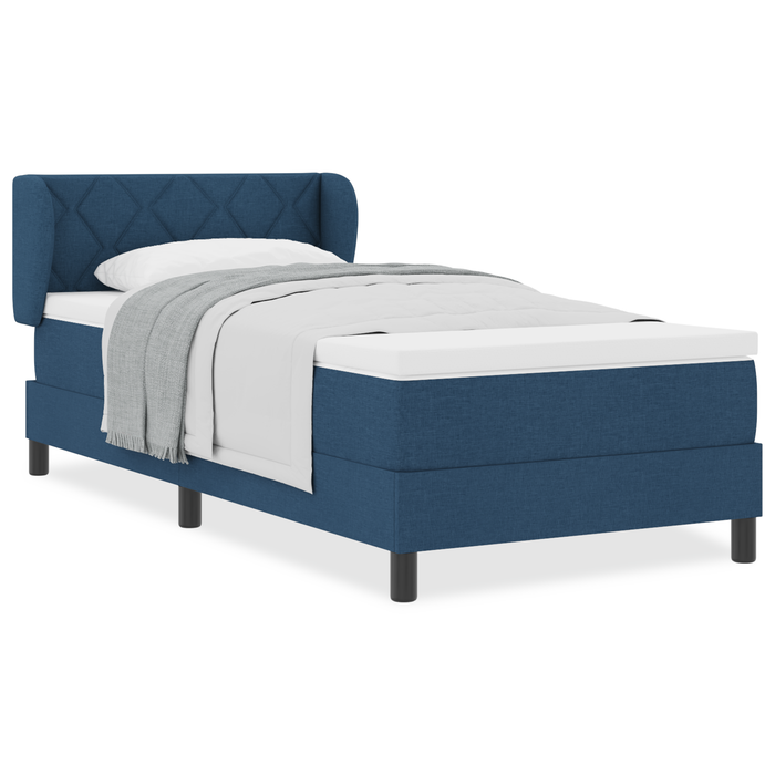 Letto con Rete a Molla e Materasso Blu 90x190 cm Tessuto