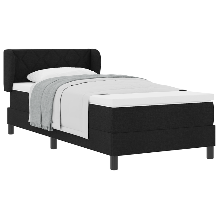 Letto Box Spring con Materasso Nero 90x200 cm Tessuto