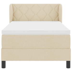 Letto Box Spring con Materasso Crema 100x200 cm Tessuto