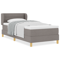 Letto Box Spring con Materasso in Tortora, 90x190 cm, Tessuto