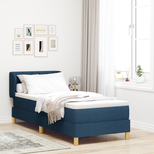 Letto Box Spring con Materasso - Blu - 80x200 cm - Tessuto