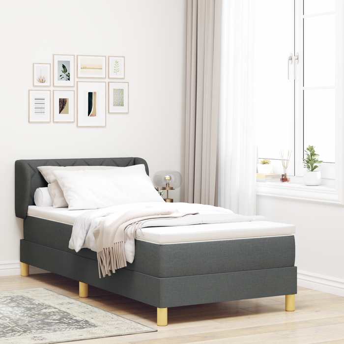 Letto a Molle con Materasso  in Grigio Scuro, 90x200 cm, Tessuto