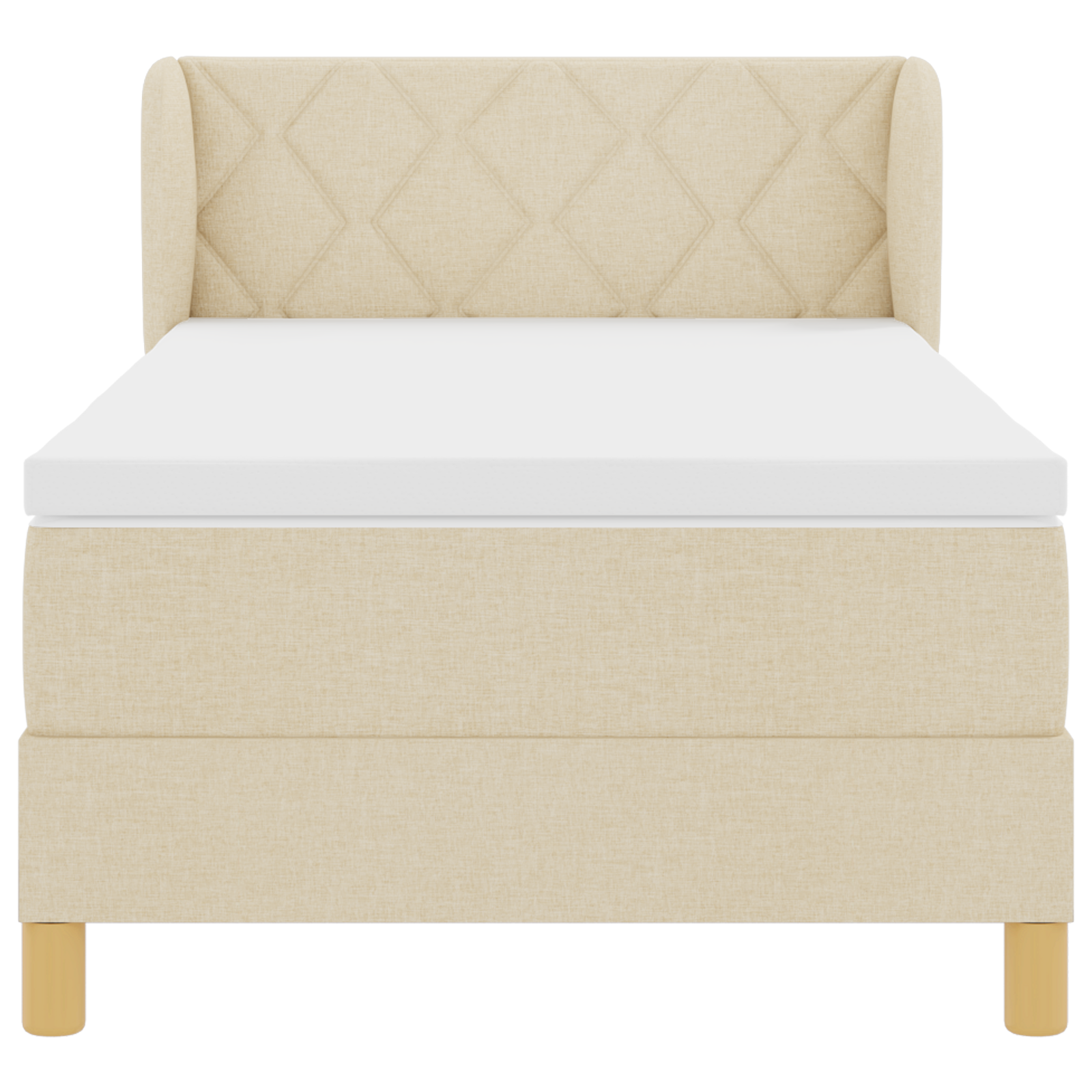 Letto Box Spring con Materasso - Crema 100x200 cm Tessuto